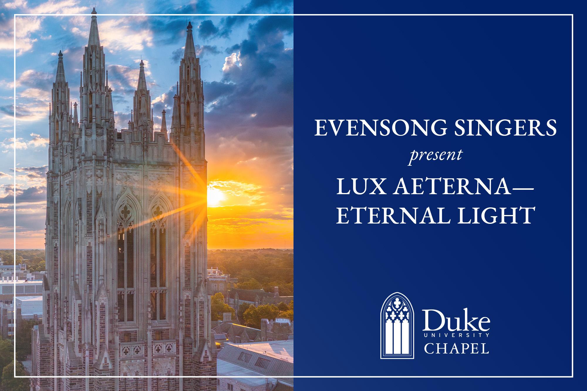 The sun sets behind the Duke Chapel tower.